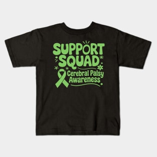 Support Squad Cerebral Palsy Awareness Green Ribbon Fighter Kids T-Shirt